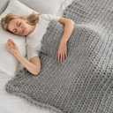 Maetoow Tighter Version Chenille Chunky Knit Blanket Throw 4050 Inch, Handmade Warm & Cozy Blanket Couch, Bed, Home Decor, Soft Fleece Banket, Boho Thick Blankets and Giant Yarn ThrowsLight Grey