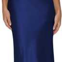 Womens Elegant Satin V Neck Backless Sleeveless Maxi Dress Silk Tie Low Back Formal Cocktail Dresses Wedding Guest