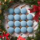 Brightown 15 Pcs Light Blue Velvet Christmas Balls, 3.15 Inch Velvet Ornaments for Christmas Tree, Christma Tree Flocked Ornaments Balls for Family Holiday Wedding Party Xmas Hanging Decoration