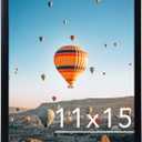11x15 inch Picture Frame, Horizontal and Vertical Formats for Wall Hanging, 11 x 15 Wall Gallery Poster Photo Frame with Shatter Resistant Plexiglass, Black