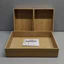 3-Piece Large Bamboo Storage Box Set, 3.1 in High Stackable Deep-Drawer Organizer for Kitchen Cutlery, Cookware, Utensils & Knives, Exquisite Durable Lidless Wooden Bin (14.6"x10.2"*1+10.2"x7.3"*2)