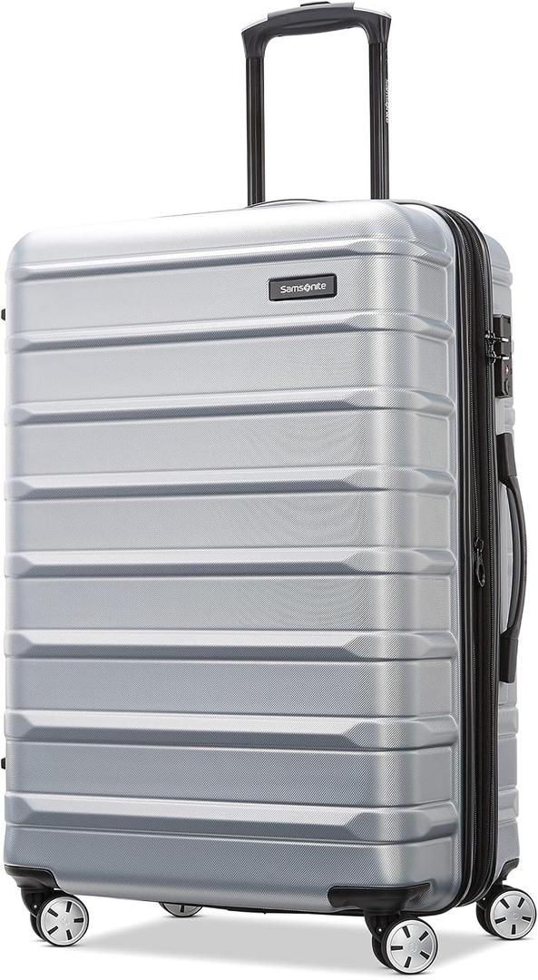 Samsonite Omni 2 24-Inch Medium Checked Hardside Luggage with 360 Spinner Wheels - Scratch Resistant Hardshell - TSA Lock - Expandable Polycarbonate Shell for Lightweight Travel - Artic Silver