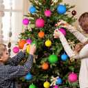 6 Pcs 4 Inches Large Neon Christmas Balls Ornaments Colored Shatterproof Baubles Bright Christmas Tree Decoration Fluorescence Plastic Hanging Balls Ornaments for Xmas Holiday Party Home