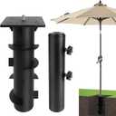 In-ground Patio Umbrella Base with Stand Tube, Heavy Duty Steel Construction Umbrella Mount, Universal Outdoor Umbrella Base for Most Offset Cantilever and Center-Pole Umbrellas
