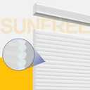 SUNFREE Top Down Bottom Up Cellular Blinds,Cellular Shades Blackout, Honeycomb Window Shade for Windows, 36" W x 64" H, White(Light Filtering)
