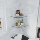 2 Sets Glass Shower Shelves - Corner Shower Shelf Organizer for Soap & Shampoo, Adhesive Bathroom Shelf, No Drilling