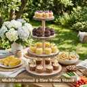 4 Tier Wooden Cupcake Tower, Wood Cupcake Stand, Tiered Dessert Stands, Large Rustic Cupcakes Display Holder Stand, for Woodland Baby Shower Decoration Wedding Birthday Tea Party Farmhouse Decor