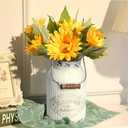 Yoillione Milk Jug, Farmhouse Vase, Decor with Handle - White Metal Vase for Artificial Flowers
