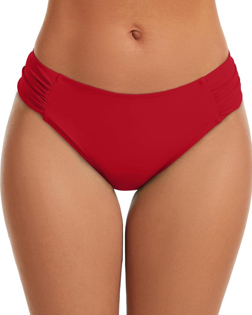 Women's Bathing Suit Bottoms Full Coverage Ruched Bikini Tankini Bottom Swimsuit Brief XS