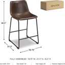 Signature Design by Ashley Counter Height Bar Stools, Set of 2, Brown
Mid-century modern bucket seat, Combination of leather and faux leather, Metal frame, Centiar Series
