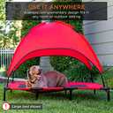 Best Choice Products 30in Elevated Cooling Dog Bed, Outdoor Raised Mesh Pet Cot w/Removable Canopy Shade Tent, Carrying Bag, Breathable Fabric - Red