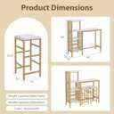 VECELO Bar Table and Chairs Set for 2, 3-Piece Dining Set with Storage Shelves, Cup Holder & Wine Rack, PU Leather Cushion Stools, for Kitchen Small Space, Gold