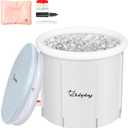 XL Ice Bath Tub for Athletes & Adults - 105 Gallons Ice Tub, Cold Plunge Tub with Cover, Ice Plunge Tub for Recovery & Cold Water Therapy, Inflatable Ice Bath Barrel for Indoor Outdoor- Grey