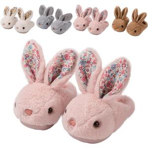 Toddler Rabbit Winter Slippers - Soft Plush Indoor Bunny Slippers for Girls & Boys (8-9 Toddler)