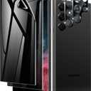 LYWHL [2+2 Pack] for Samsung Galaxy S22 Ultra Privacy Screen Protector, [Compatible Fingerprint] Anti-Spy Full Adhesive Flexible Film + Camera Lens Glass Protector for Galaxy S22 Ultra 6.8 (Black)