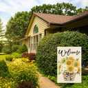 Louise Maelys Summer Spring Sunflower Garden Flag Welcome Daisy Floral 12x18 Inch Double Sided Small Burlap Holiday Yard Outdoor Plaid Sign Outside Home House Decoration