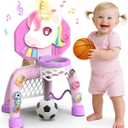 Toddler Basketball Hoop & Soccer Goal,Toys for 1 2 3 Year Old Girls Gifts Sports Toy with Light & Music,Toddler Baby Toys for 12-16-18 Months Christmas Birthday Gift for Toddlers 1-3 Years Boy Girl