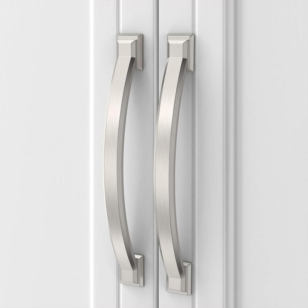 Asidrama 10 Pack 4 Inch(102mm) Brushed Satin Nickel Kitchen Cabinet Handles, Cabinet Pulls Kitchen Cabinet Hardware for Cupboard Drawer Pulls (4" Hole Center(102mm))