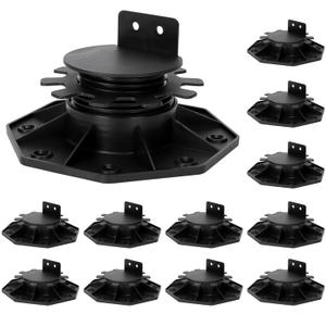 12Pack Adjustable Deck Support, High Load Deck and Floor Support Pedestals for Floating Deck Platform Deck Floor Height Adjustable Range from 1-1/5" to 2-3/10", Black