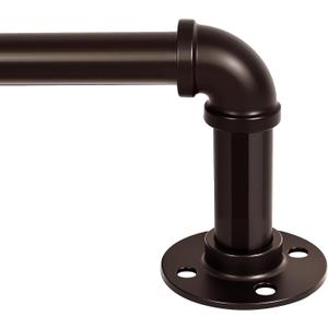 Upgrade Seamless Blackout Curtain Rod for Windows 32 to 120 inches, Adjustable Heavy Duty Wrap Around Curtain Rods, Modern Industrial Rod for Indoor Outdoor Bronze, 32"-120" (Brown Seamless Connection)