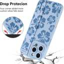 Fiyart Designed for iPhone 16 Pro Max Case Cute Flowers with Strap Soft TPU Phone Cover Protective Camera Lens Protection for Women Men Floral Bumper with Stand 6.9"-Blue