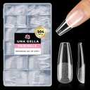 UNA GELLA Long Coffin Nail Tips, 504pcs Pre-Shape Fake Nails Half Matte Full Cover Acrylic Gel Nail Tips Clear Long Coffin Press On Nails Home DIY Extension 12 Sizes Gelly Tips