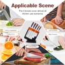 5 Piece Kitchen Knife Set with Block - High Carbon Stainless Steel Sharp Blade Chef Knives Sets with Ergonomic Wood Handle, Kitchen Knife Block Set for Home Cooking -5 (Ripple Texture)