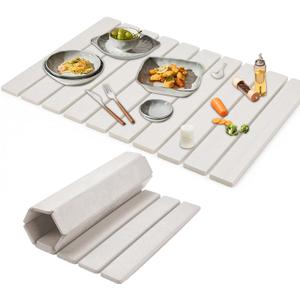 Large Stone Dish Drying Mat 23x15.3 Inch for Kitchen Counter & Sink Collapsible Quick-Dry Diatomaceous Earth Pad Eco-Friendly Absorbent Mat for Dishes Cups Bottles (White, 23" x 15.3")