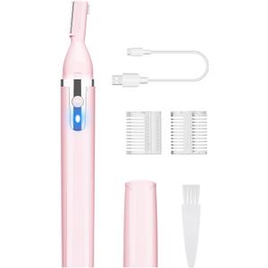 Eyebrow Trimmer Electric Eyebrow Razor for Women, Rechargeable Facial Hair Shaver Painless Detail Trimmer with Rinseable Blade for Face Neck Lips (Pink)