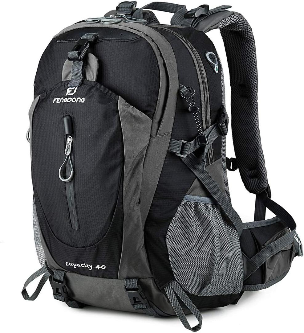 FENGDONG 40L Waterproof Lightweight Outdoor Daypack Hiking,Camping,Travel Backpack for Men Women Black