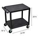 Luxor 26" H Black 2 Shelf A/V Multipurpose Utility Cart