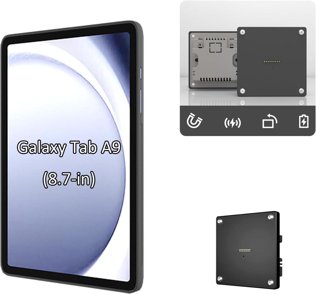 Wall Mount Charging Kit for Samsung Galaxy Tab A9 8.7in Magnetic Wall Dock with 15W Fast Charging, TPU Protective Case, Smart Home Integration