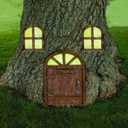 ALLADINBOX Miniature Fairy Gnome Home Window and Door with Welcome Sign for Trees Decoration, Glow in Dark Fairies Sleeping Door and Windows, Yard Art Garden Sculpture Lawn Ornament Halloween Decor