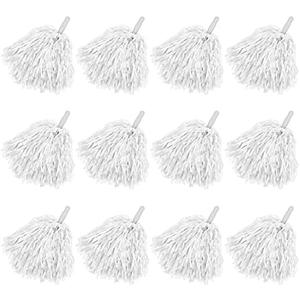 Faxco 12Pack Plastic Pom Poms Cheerleading Pom Poms Sports Dance Cheer Plastic Pom Pom for Rooters,Cheering Squard,Cheering Team (White)