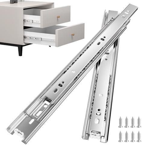 goldenwarm 2 Pair Metal Silver Drawer Slides 22 Inch, Side Mount Ball Bearing Full Extension Glides for Dresser, Tool Box and Kitchen Cabinets, Heavy Duty 100 LB Capacity