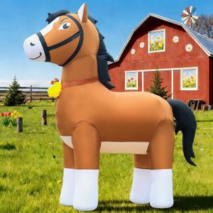 DomKom 9FT Clydesdale Horse Inflatables Christmas Spring, Farm Ranch Giant Blow up Animals Cute, Decorations Outdoor Yard Built-in LED Lights Big Large Decor Party Lawn Holiday Outside