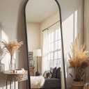 Delma Arched Mirror Full Length,56"x20" Standing Mirror,Large Floor with Stand for Wall Entryway Door Bedroom Bathroom Living Room (56"L x 20"W, Black Frame)