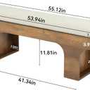 LITTLE TREE 55.2" Dining Bench with Linen Cushion, Farmhouse Entryway Bench, 55.12" W x 13.78" D x 17.72" H