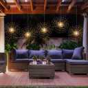 PXBNIUYA 200LED Hanging Sphere Lights, Battery Operated Starburst Lights, 8 Modes Dimmable Remote Control, Waterproof Copper Wire Fairy Light for Indoor Outdoor Christmas Decor (Warm White)