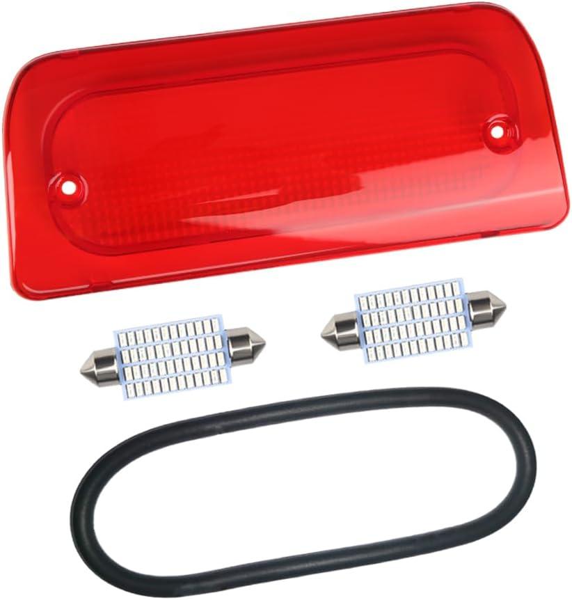 3rd Third Brake Light Lens Red Cover with Seal Gasket Extended Cab Only Compatible with 1994-2003 Chevy S10 GMC Sonoma 1997-2000 Isuzu Hombre High Mount Stop Lamp Assembly
