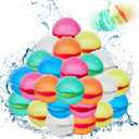 24 Pcs Reusable Water Balloons, Self-Sealing Refillable Water Balls, Pool Toys for Kids Ages 4-14, Pool Beach & Outdoor Water Ballons