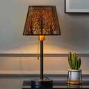 Medium Square Lamp Shades, ALUCSET Metal Lampshade with Pattern of Trees for Table Lamp and Floor Light, 7 x 10 x 7.5 Inch, Pattern of Trees (Black/Gold)