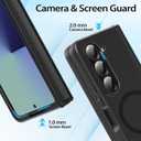 2 x HikerClub for Galaxy Z Fold 7 (2025) Magnetic Case, Compatible with Wireless Charger, Slim Fit Anti-Scratch Translucent Frosted Black Shockproof Case