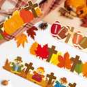 3 x BeYumi Fall Religious Border Trim - 80Pcs Fall Religious Cross Bulletin Board Border Autumn Leaves Pumpkin Football Scarecrow Decor Thanksgiving Christian School Classroom Office Chalkboard Decoration