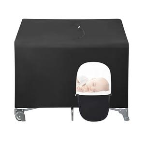 PandaEar Blackout Cover for Pack N Play, Breathable Crib Canopy Cover Tent for Pack and Play, Portable Stretchy Baby Netting for Indoor & Outdoor