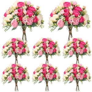 Geosar 8 Bundles Artificial Peonies Flowers Fake Silk Peony Bouquet Faux Peonies Flowers Bulk for Decoration Vase Florals Arrangements Wedding Party Table (Bright Color)