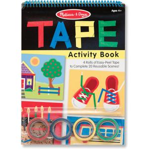 Melissa & Doug Tape Activity Book for Kids with 4 Easy-Tear Tape Rolls (Blue, Green, Red, Yellow) & 20 Reusable Scenes on Spiral-Bound Sheets, Road Trip Activities & Travel Toys for Kids Ages 4+