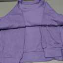 Saloogoe Sweatshirts for Women Crewneck Cable Knit Sleeve Sweaters Light, Large, Lavender 
