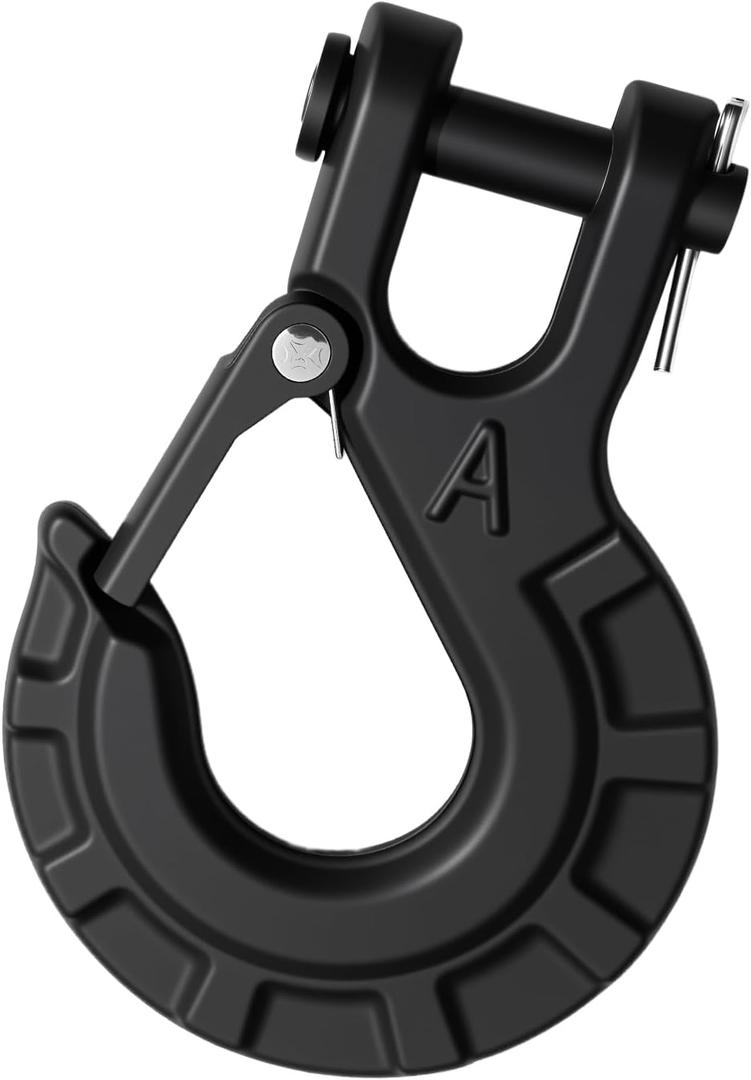 1/4" Forged Alloy Steel Clevis Slip Hook with Safety Latch, Heavy Duty Winch Hook 11900lbs Load Capacity for Truck Trailer Tow Chain Winch Cable Ropes (Matte Black)