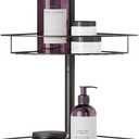 Zenna Home Tension Pole Shower Caddy Corner Organizer, Adjustable Standing Shower Caddy with 4 Baskets and Towel Bar, Rust Resistant Bathroom Tension Rod Organizer, 60 to 97 Inch, Bronze